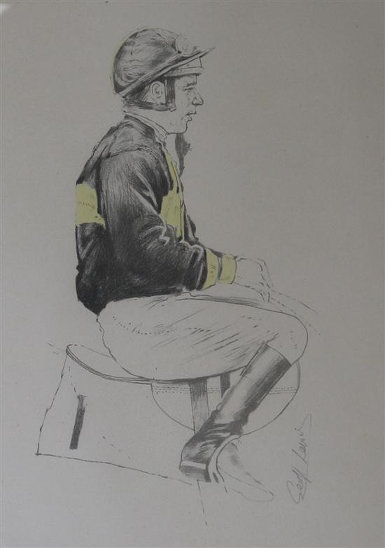 Bryan Organ, artists proof, The Jockey Geoff Cowis, signed and dated 1970, 52 x 43cm